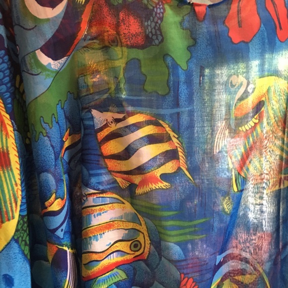 Vintage tropical fish sea beach kimono cover up OS - Picture 5 of 8